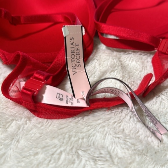 Victoria’s Secret Push Up Lined Demi Lace Bra Red Gold Metallic Size 32 D NEW - Picture 8 of 12